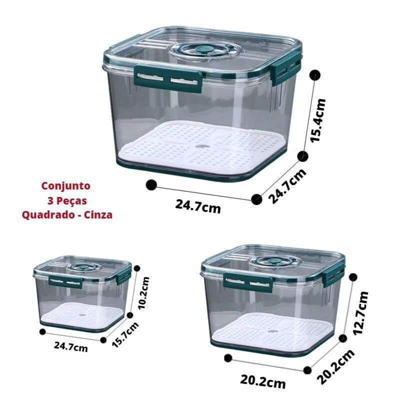 Organizador de Geladeira Transparente com Marcador Data para Alimentos Lenogue