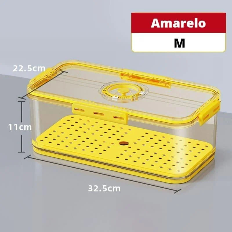 Organizador de Geladeira Transparente com Marcador Data para Alimentos Lenogue m / Amarelo
