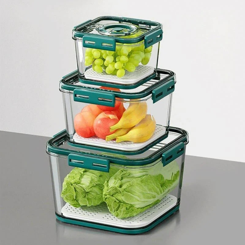 Organizador de Geladeira Transparente com Marcador Data para Alimentos Lenogue Verde (conj. 3 Peças)