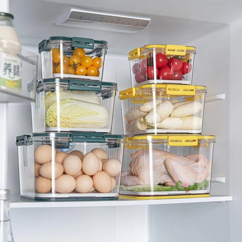 Organizador de Geladeira Transparente com Marcador Data para Alimentos Lenogue Amarelo (conj. 3 Peças)