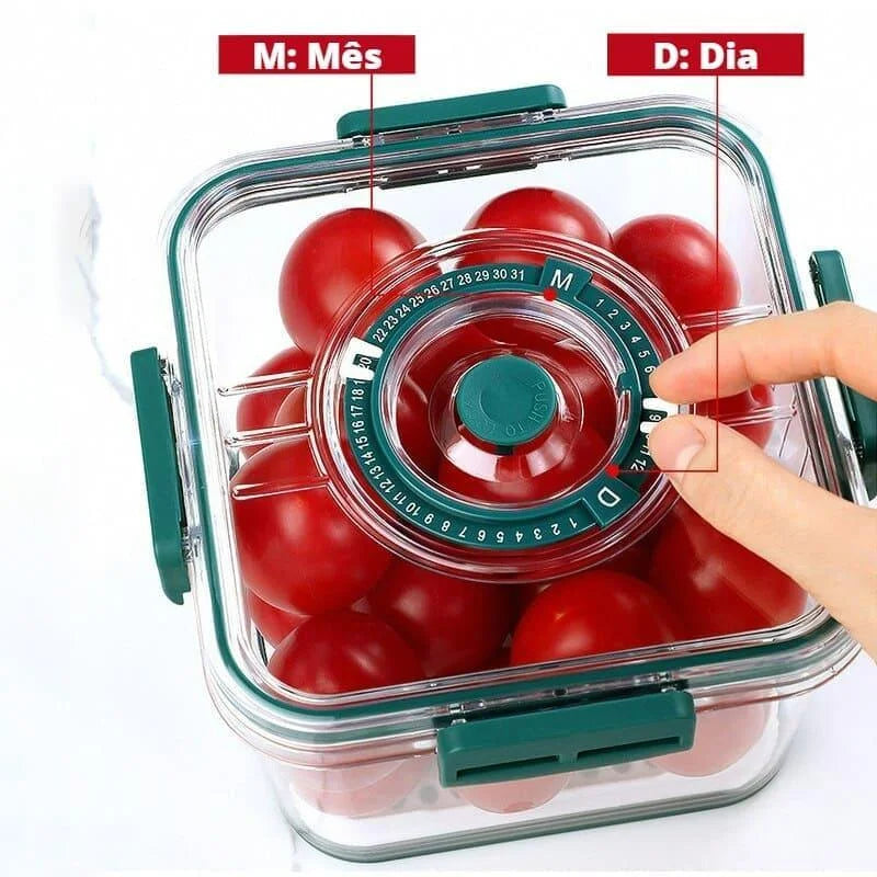 Organizador de Geladeira Transparente com Marcador Data para Alimentos Lenogue