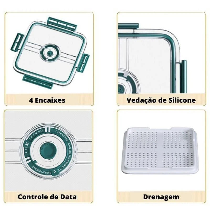 Organizador de Geladeira Transparente com Marcador Data para Alimentos Lenogue