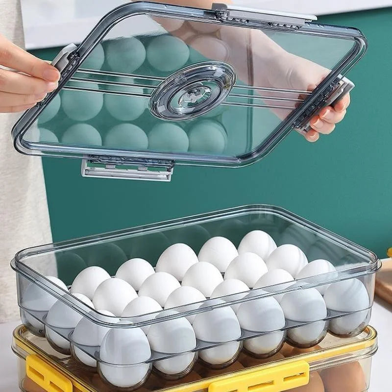 Organizador de Geladeira Transparente com Marcador Data para Alimentos Lenogue Cinza (caixa Ovos - 24 Unidades)