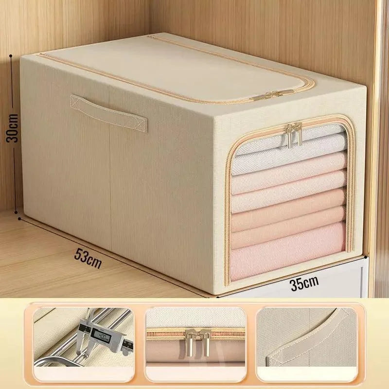 Organizador de Guarda Roupas em Tecido Premium para Closet Lenogue Bege Xg 56l