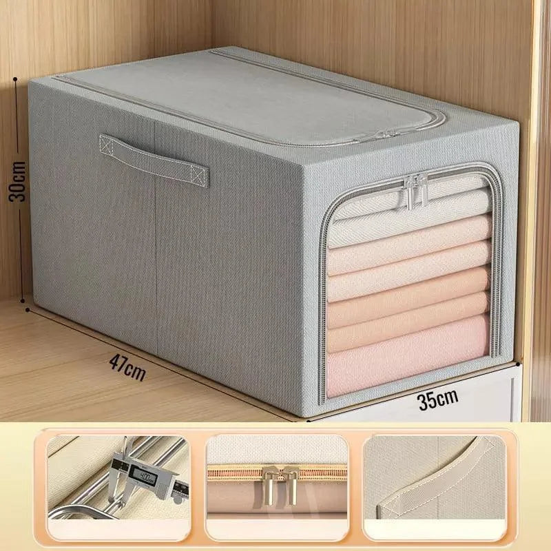 Organizador de Guarda Roupas em Tecido Premium para Closet Lenogue Cinza g 49l