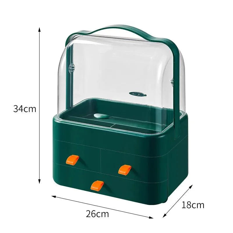 Organizador de Maquiagem e Joias Impermeável Multicolor para Mesa Lenogue Verde