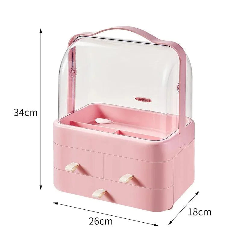 Organizador de Maquiagem e Joias Impermeável Multicolor para Mesa Lenogue Rosa