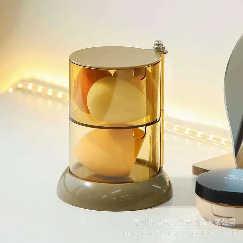 Organizador de Maquiagem Porta Esponja com Design Empilhável e Moderno Lenogue Marrom / 2 Andares