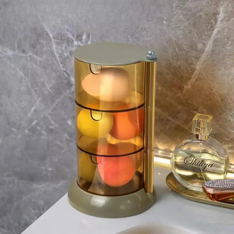 Organizador de Maquiagem Porta Esponja com Design Empilhável e Moderno Lenogue Marrom / 3 Andares