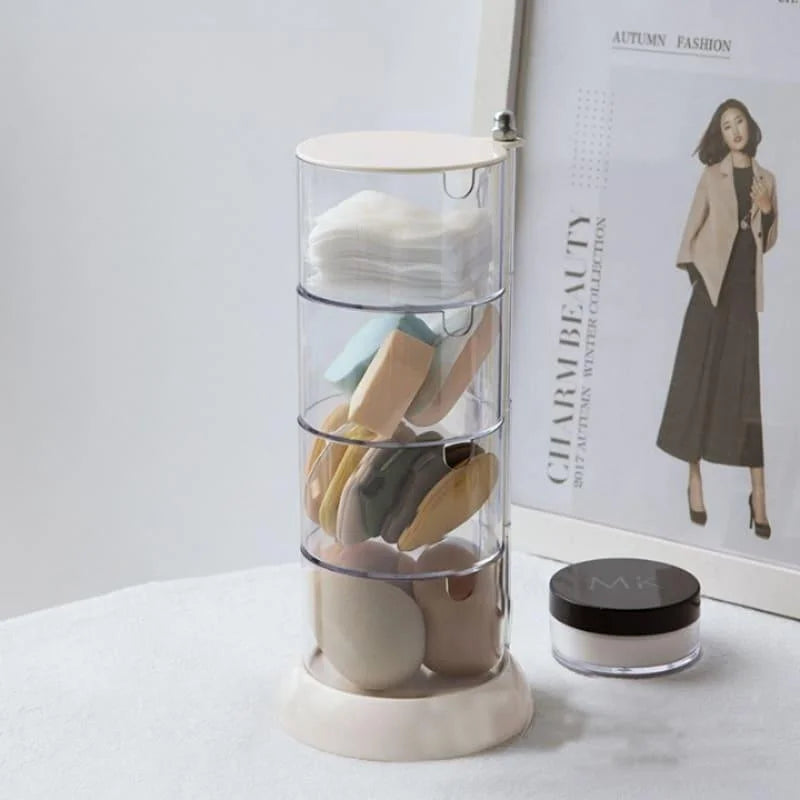 Organizador de Maquiagem Porta Esponja com Design Empilhável e Moderno Lenogue Bege / 4 Andares