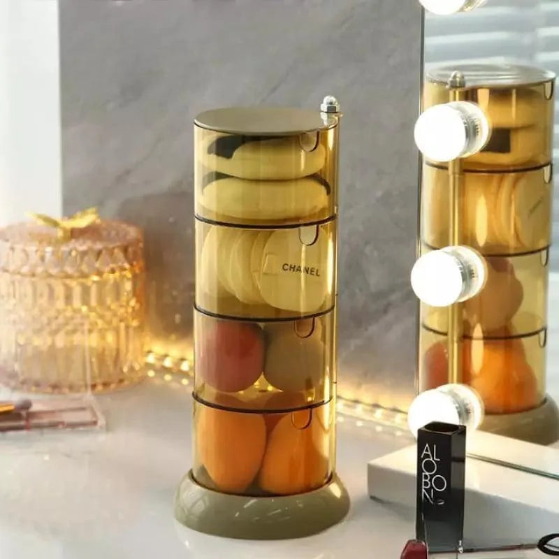 Organizador de Maquiagem Porta Esponja com Design Empilhável e Moderno Lenogue Marrom (4 Andares)