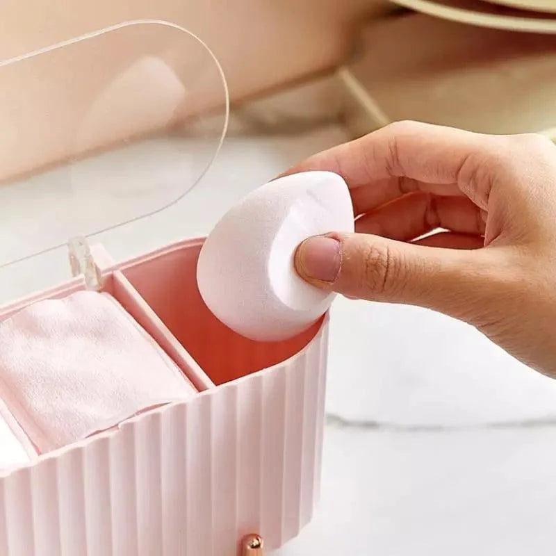 Organizador de Maquiagem Porta Esponja e Algodão com Design Luxuoso Lenogue