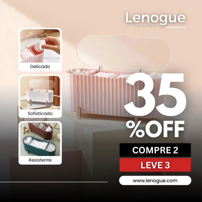 Organizador de Maquiagem Porta Esponja e Algodão com Design Luxuoso Lenogue Branco / Compre 2 Leve 3
