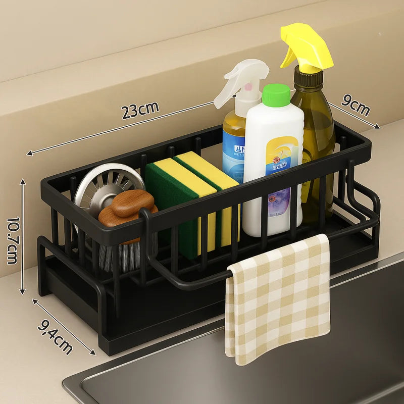 Organizador de Pia com Prateleira e Dreno para Cozinha Lenogue Preto