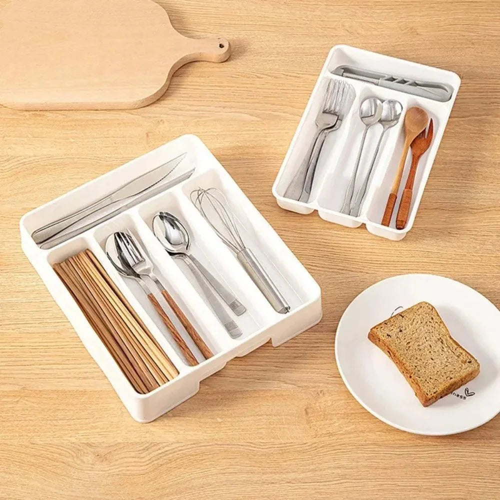 Organizador de Talheres Branco Divisórias para Cozinha Moderna Lenogue
