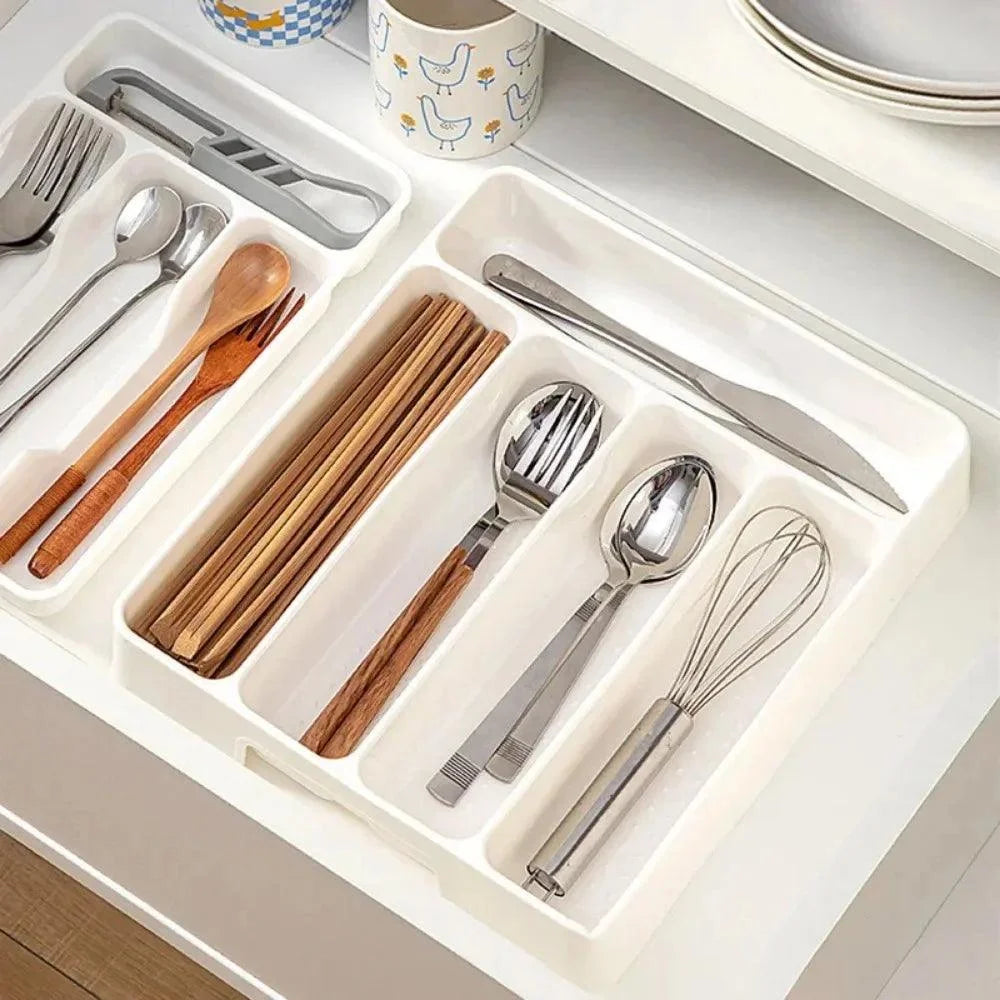 Organizador de Talheres Branco Divisórias para Cozinha Moderna Lenogue