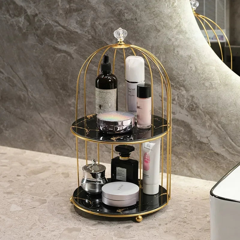 Organizador Dourado com Cúpula para Joias e Cosméticos Lenogue Preto