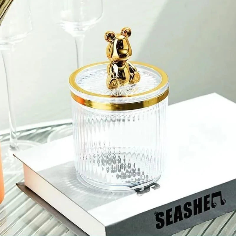 Organizador Porta Cotonete e Algodão Acrílico para Banheiro Beleza Lenogue