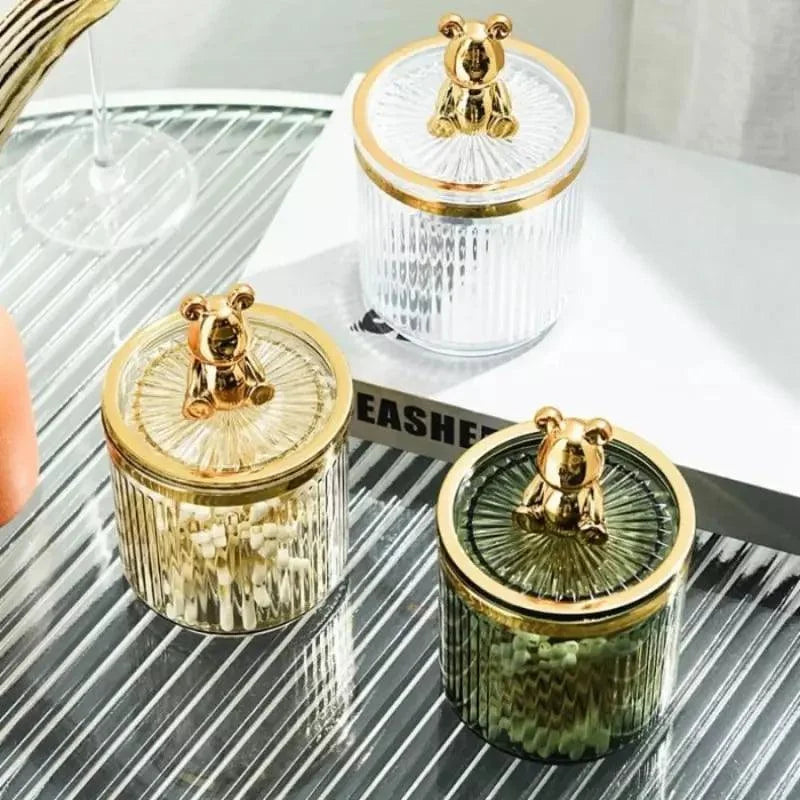 Organizador Porta Cotonete e Algodão Acrílico para Banheiro Beleza Lenogue