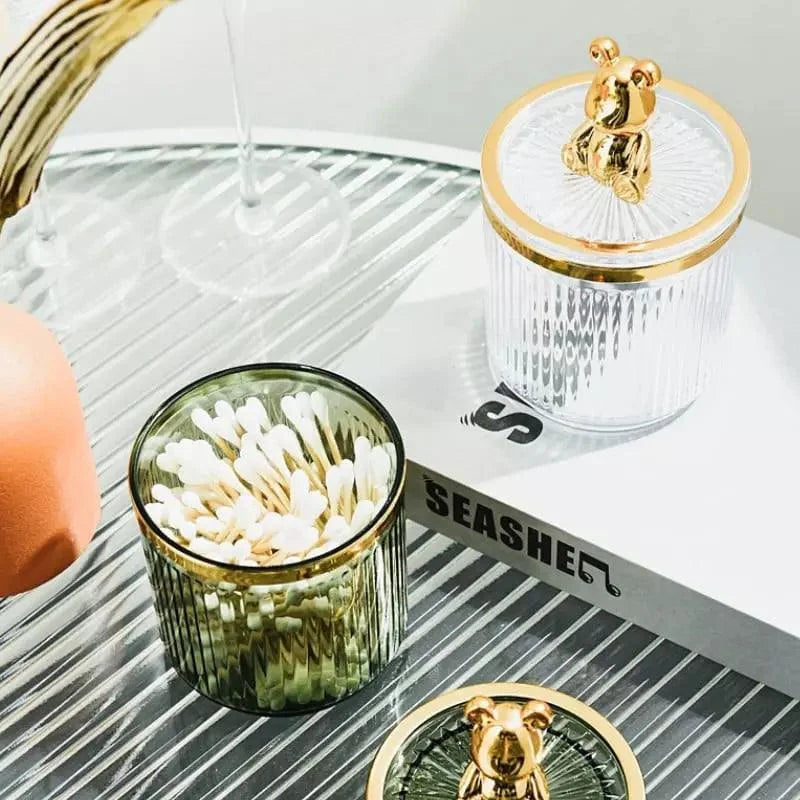 Organizador Porta Cotonete e Algodão Acrílico para Banheiro Beleza Lenogue