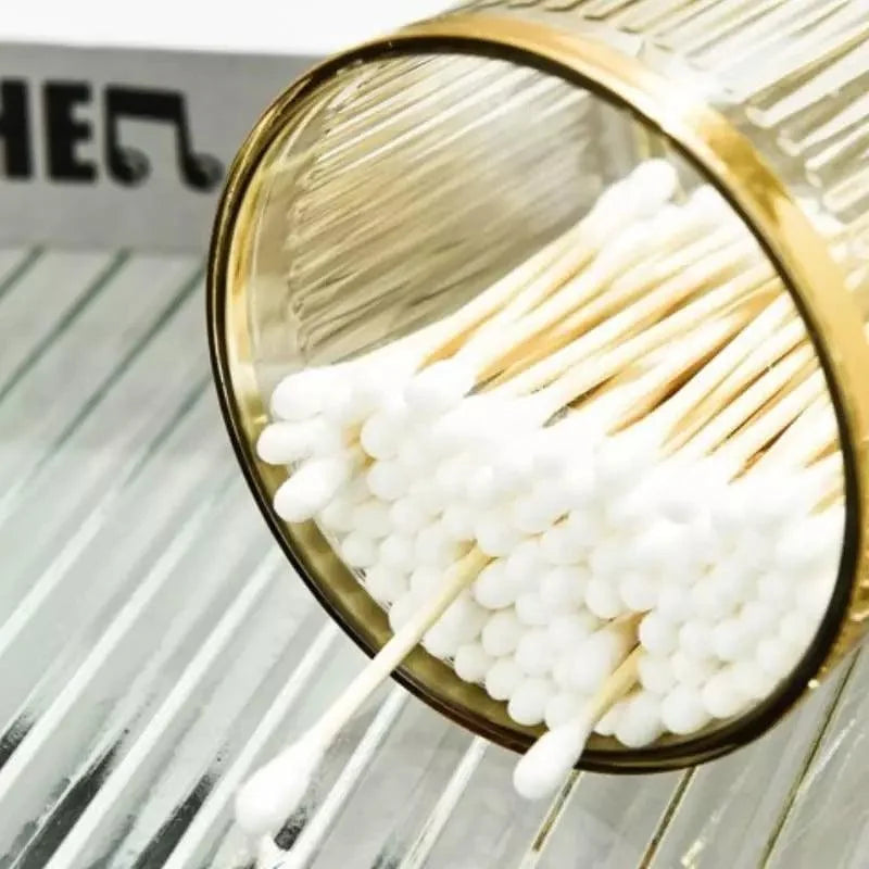 Organizador Porta Cotonete e Algodão Acrílico para Banheiro Beleza Lenogue