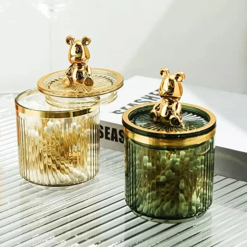 Organizador Porta Cotonete e Algodão Acrílico para Banheiro Beleza Lenogue