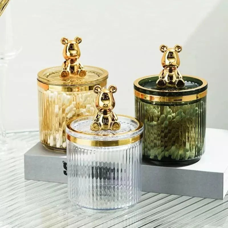 Organizador Porta Cotonete e Algodão Acrílico para Banheiro Beleza Lenogue