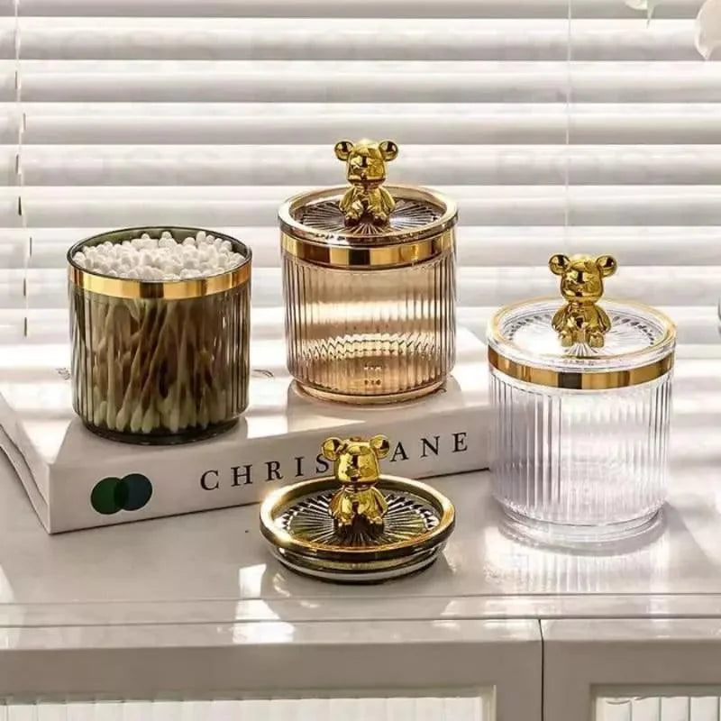 Organizador Porta Cotonete e Algodão Acrílico para Banheiro Beleza Lenogue