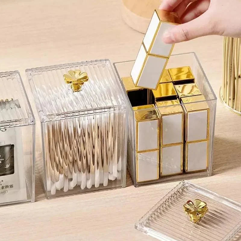 Organizador Porta Cotonete e Algodão Acrílico para Banheiro Quarto Lenogue