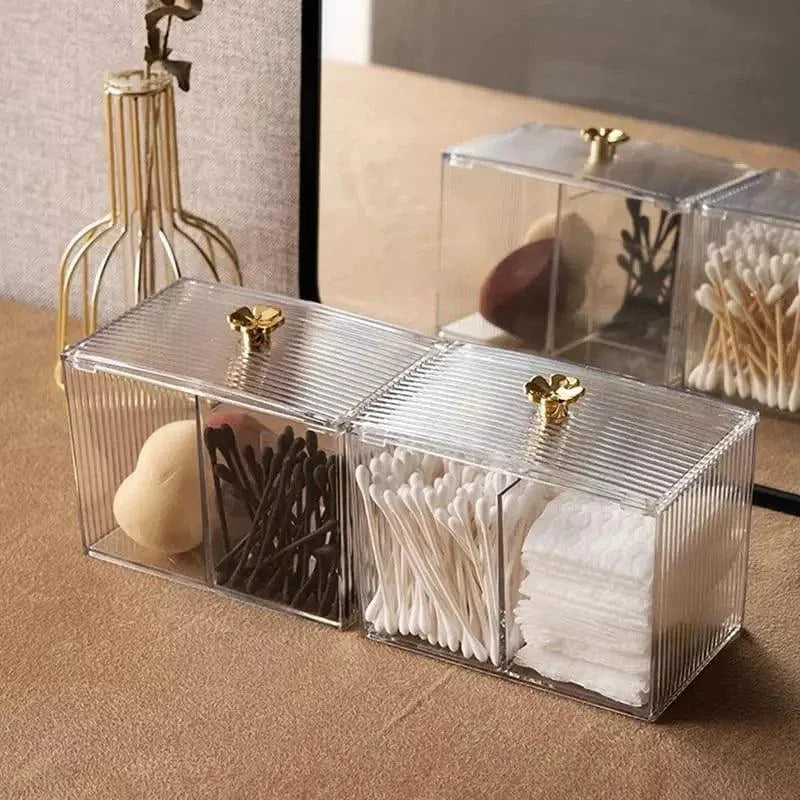 Organizador Porta Cotonete e Algodão Acrílico para Banheiro Quarto Lenogue