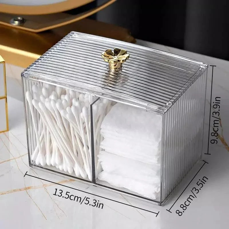 Organizador Porta Cotonete e Algodão Acrílico para Banheiro Quarto Lenogue