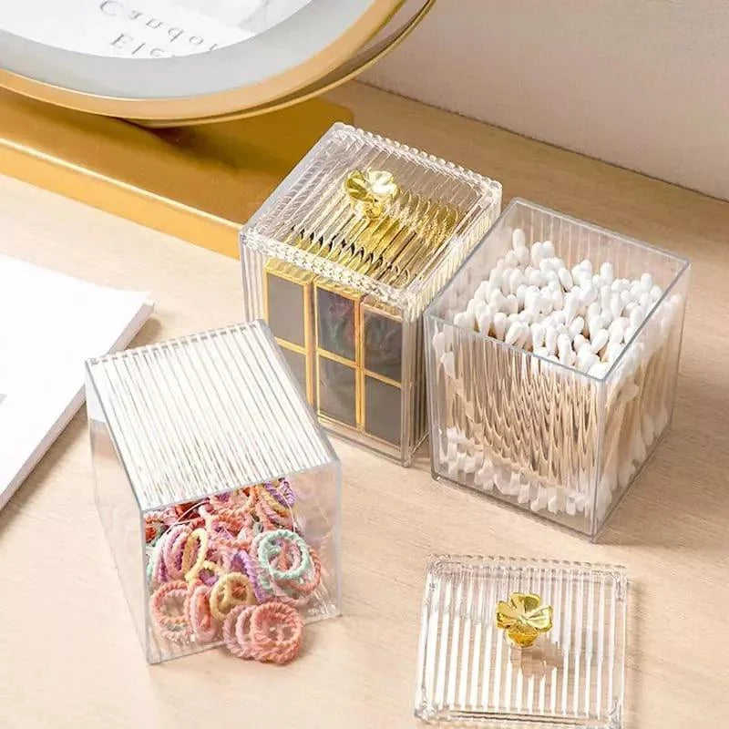 Organizador Porta Cotonete e Algodão Acrílico para Banheiro Quarto Lenogue