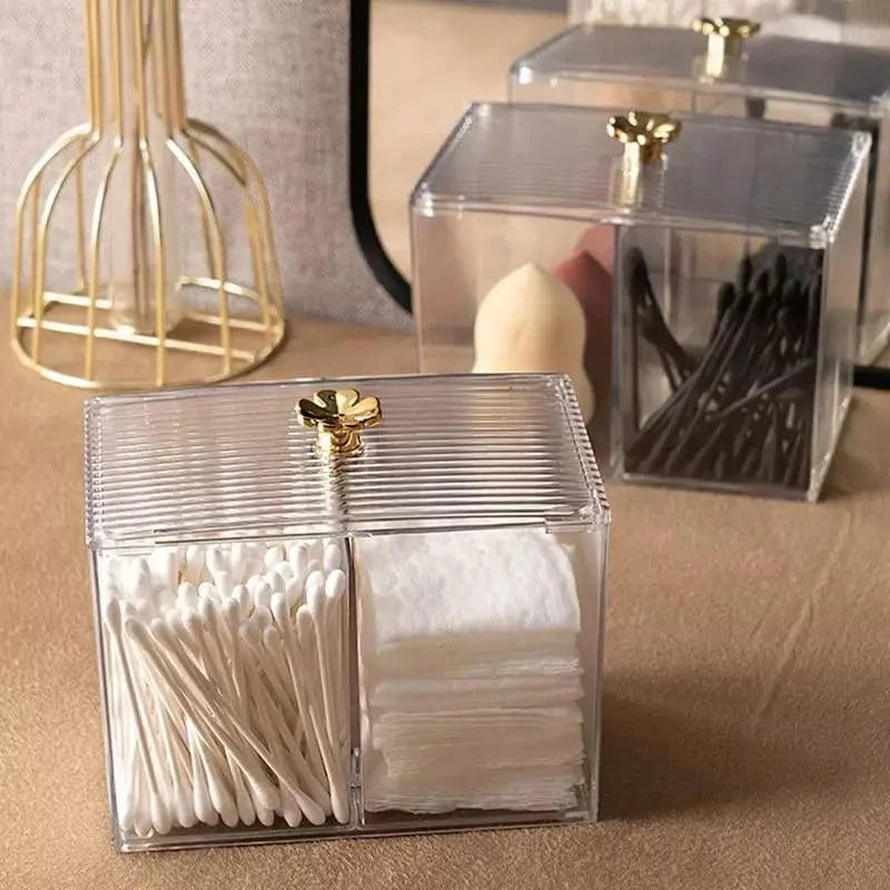 Organizador Porta Cotonete e Algodão Acrílico para Banheiro Quarto Lenogue