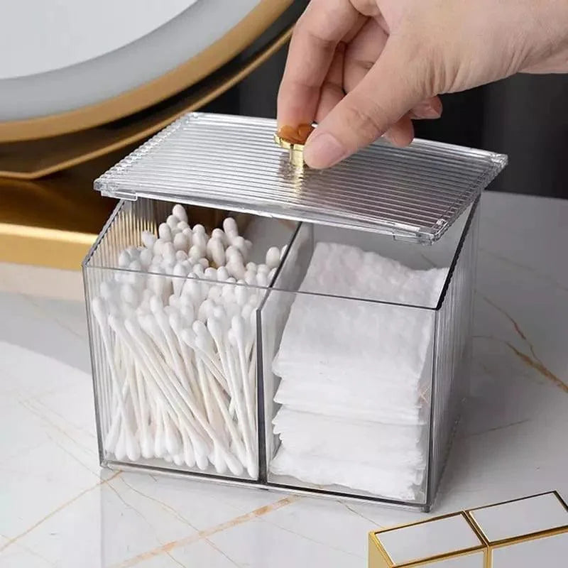 Organizador Porta Cotonete e Algodão Acrílico para Banheiro Quarto Lenogue