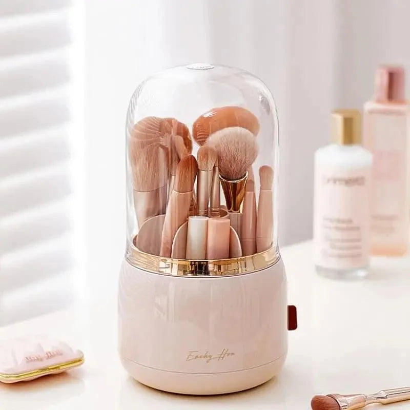 Organizador Porta Pincéis de Maquiagem Giratório com Design Moderno Lenogue Rosa