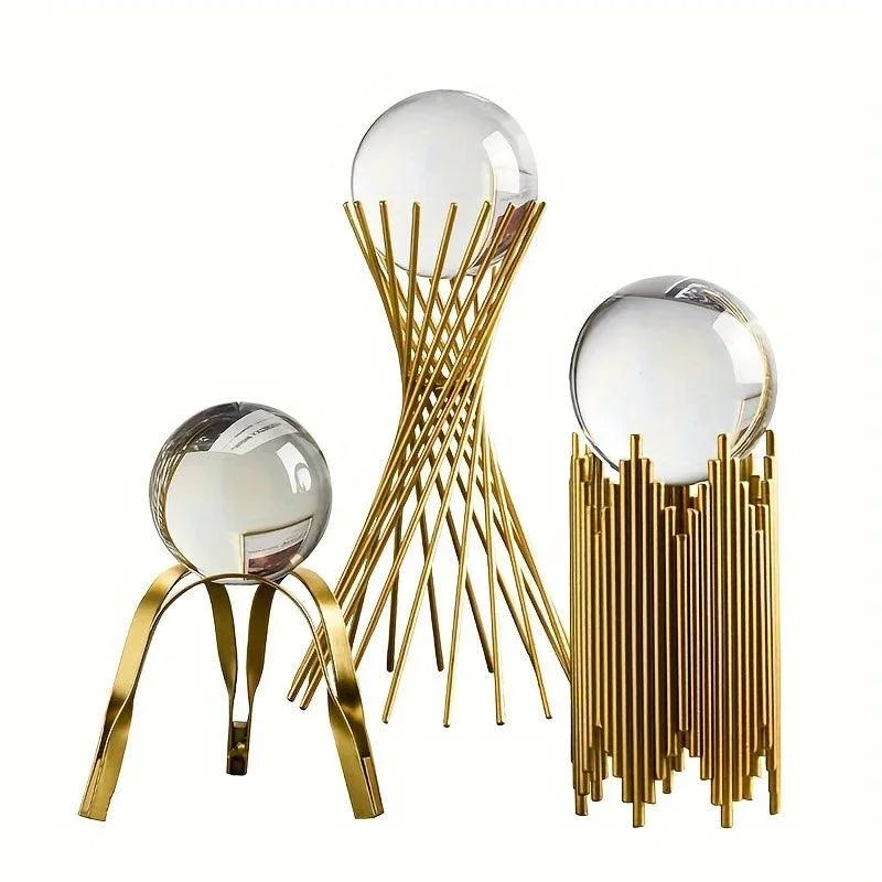 Ornamento Decorativo Metálico de Ferro e Vidro para Arte Abstrata Lenogue