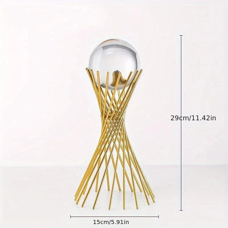 Ornamento Decorativo Metálico de Ferro e Vidro para Arte Abstrata Lenogue