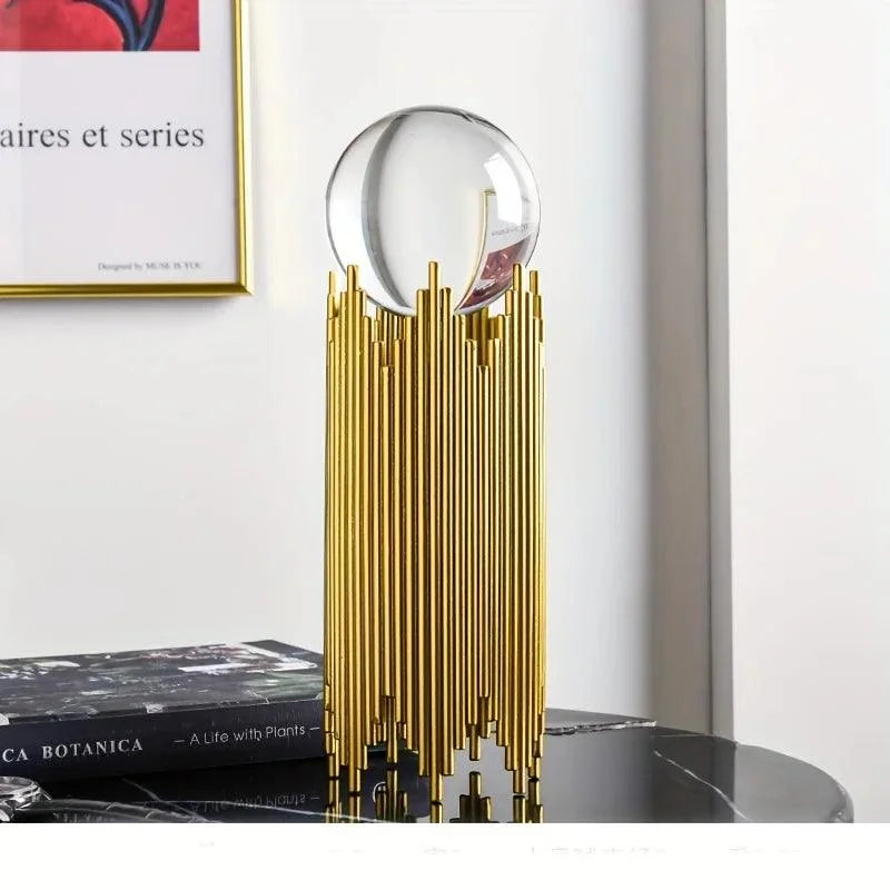 Ornamento Decorativo Metálico de Ferro e Vidro para Arte Abstrata Lenogue