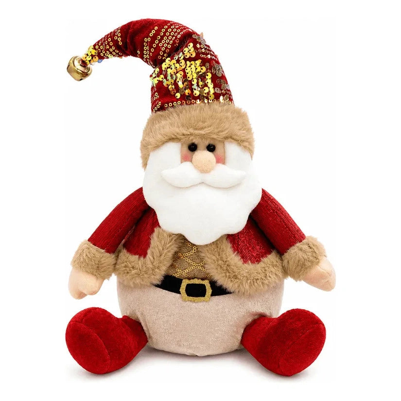 Papai Noel de Pelúcia Sentado Lumière Gorro Lantejoulas Lenogue