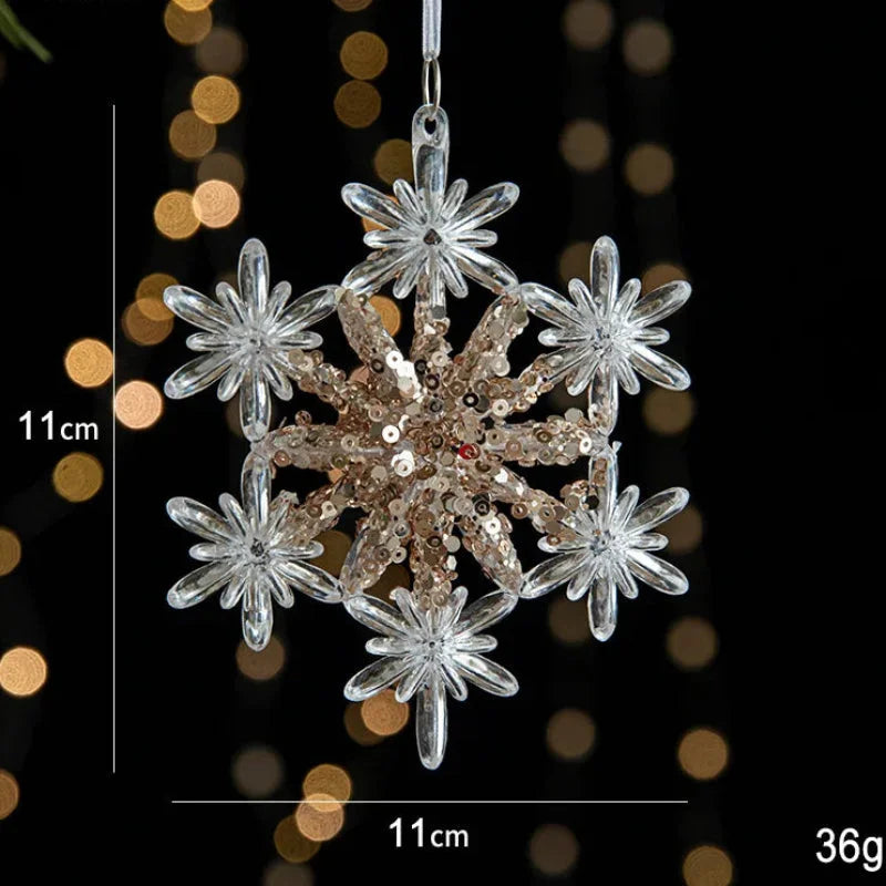 Pingente de Natal Acrílico Transparente Lenogue Floco Neve