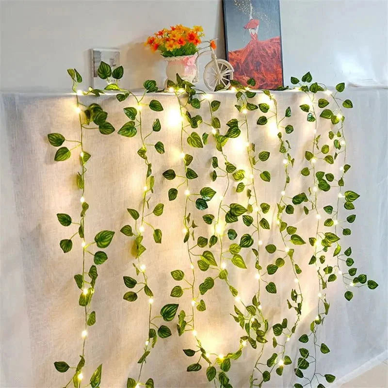 Planta Decorativa Brilhante com Iluminação Led Lenogue Folhas 01 / 2m 20leds