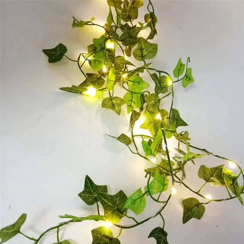 Planta Decorativa Brilhante com Iluminação Led Lenogue Folhas 04 / 2m 20leds