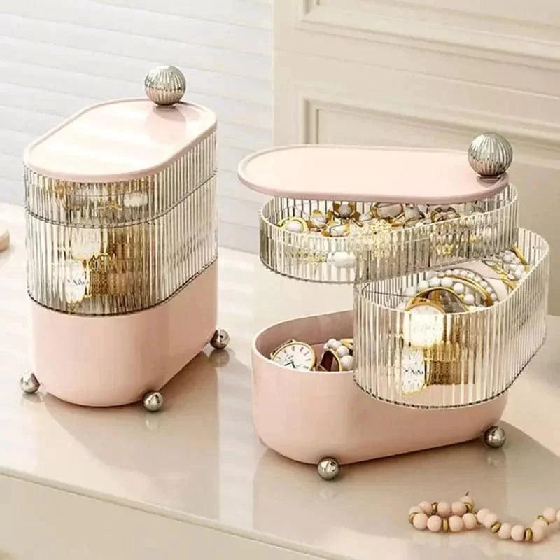 Porta Joias Organizador Transparente com Divisórias e Design Moderno Lenogue