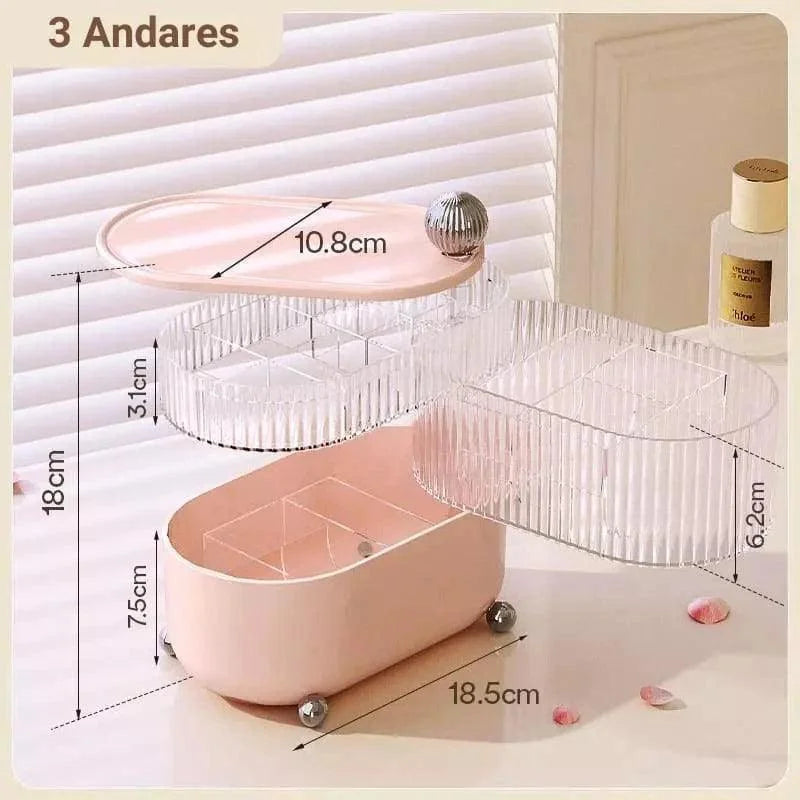 Porta Joias Organizador Transparente com Divisórias e Design Moderno Lenogue