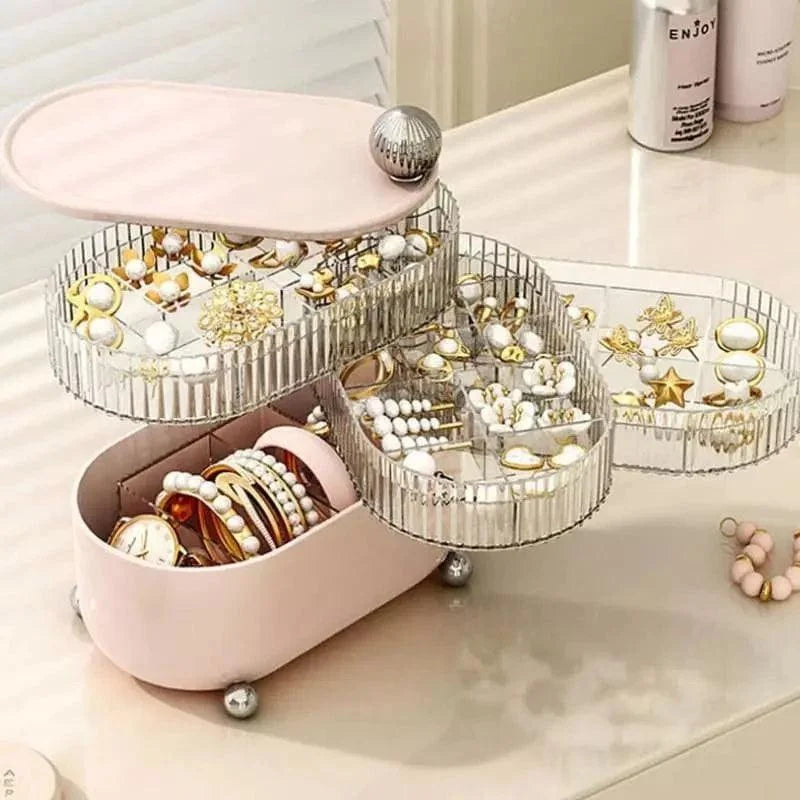 Porta Joias Organizador Transparente com Divisórias e Design Moderno Lenogue