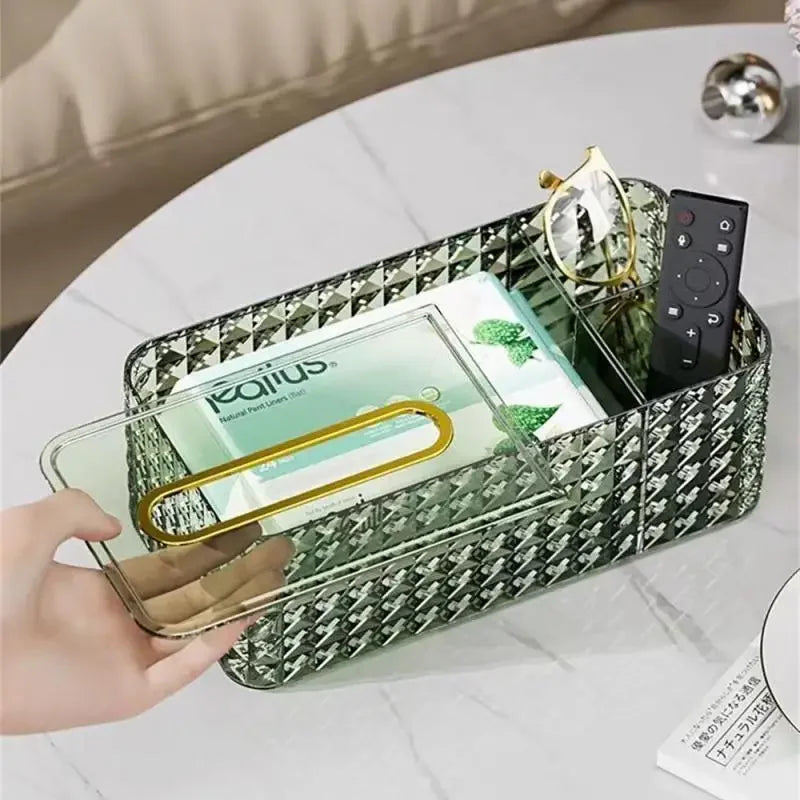 Porta Lenços com Mola Interna e Borda Dourada Lenogue