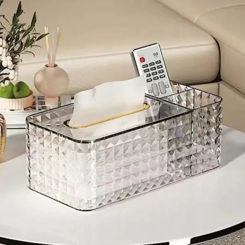 Porta Lenços com Mola Interna e Borda Dourada Lenogue Transparente