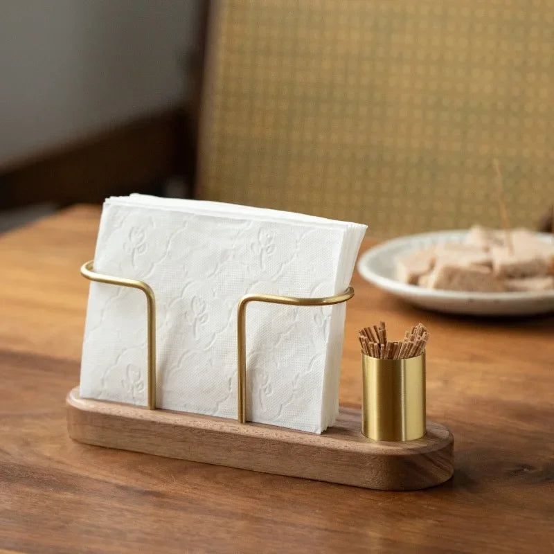 Porta Lenços de Madeira Estilo Japonês Minimalista para Mesa Lenogue Clara