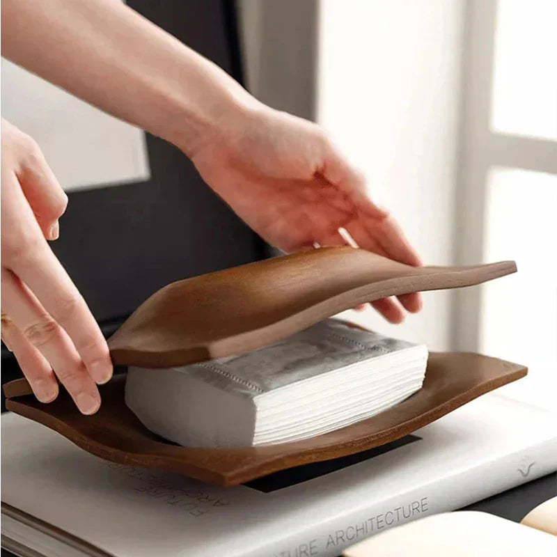 Porta Lenços de Mesa em Madeira Nogueira Estilo Escandinavo Lenogue