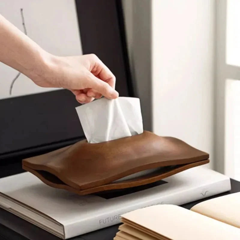 Porta Lenços de Mesa em Madeira Nogueira Estilo Escandinavo Lenogue